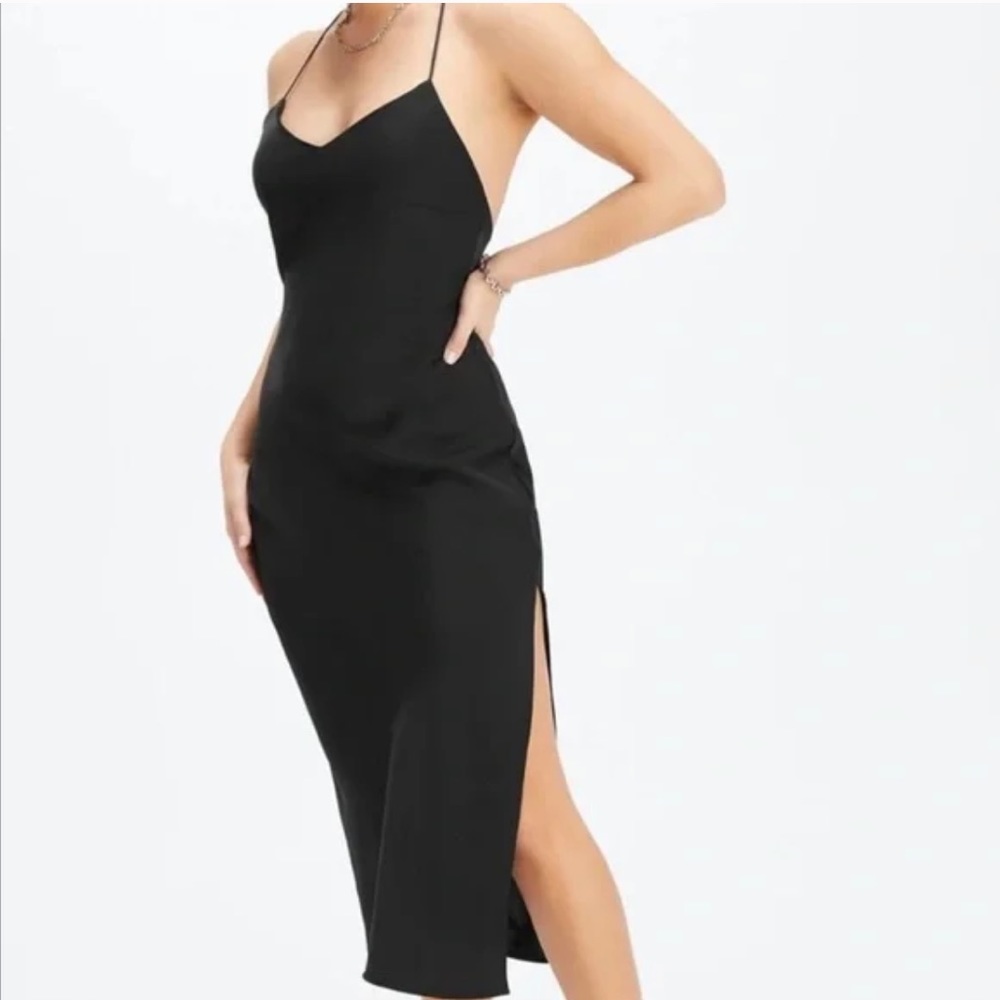 Fabletics Back Strapy Midi Slip Dress Cross Tie Back Size Large NWT